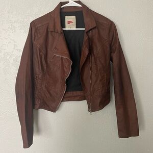 Pool colors brown biker jacket